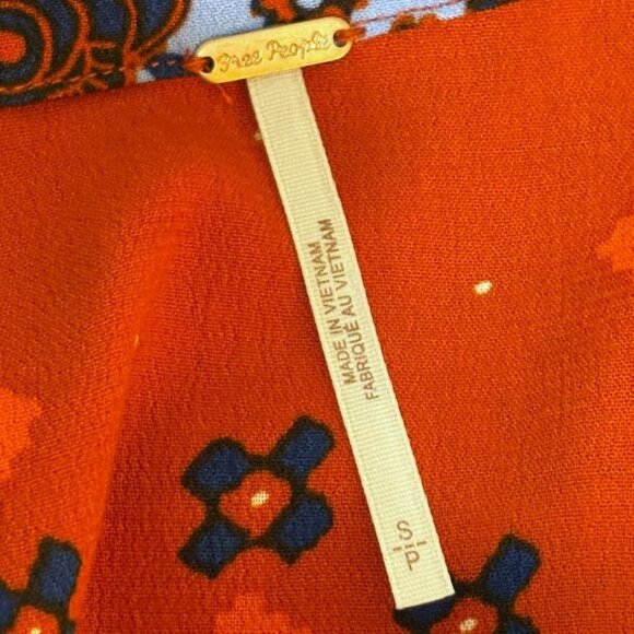 Free People Charlotte Tunic Small Red Rust Boho Sleeveless Ruffle Collared Top - Picture 6 of 10